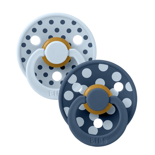 BIBS Pacifier Studio Colour Polka Latex Size 2 Baby Blue/Steel Blue 2 st