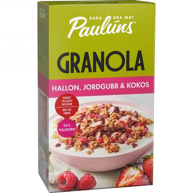 Paulúns Granola Hallon Jordgubb & Kokos 450 g
