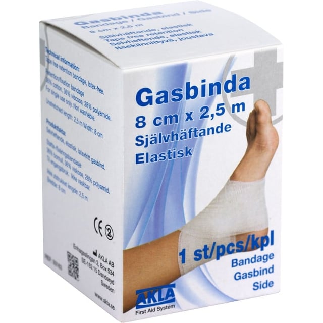 AKLA Självhäftande gasbinda 8 cm x 2,5 m