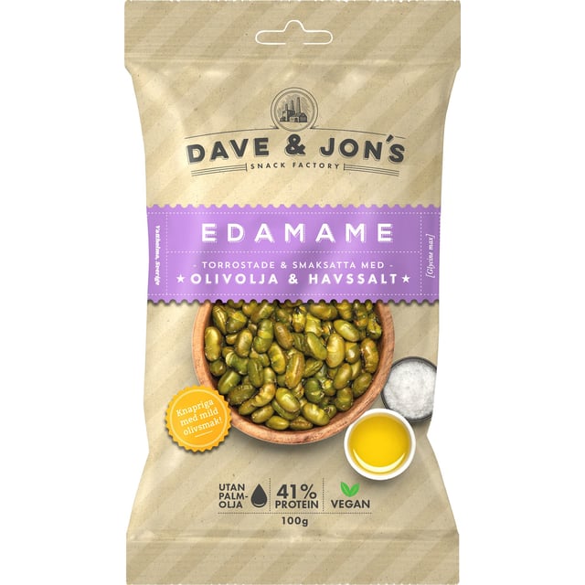 Dave & Jon´s Edamame Havssalt & Olivolja 100 g