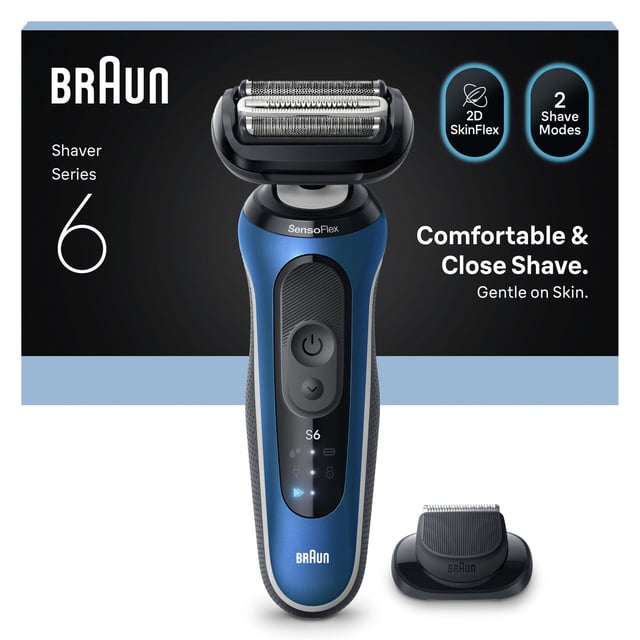Braun Series 6 Elektrisk Rakapparat, +1 Tillbehör, 62-B1200S, Blå