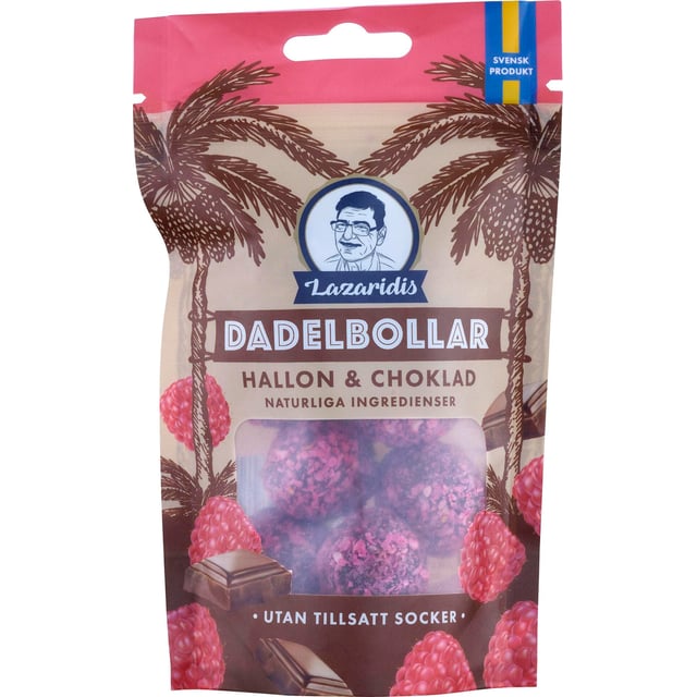 Lazaridis Dadelboll Hallon & Choklad 90 g