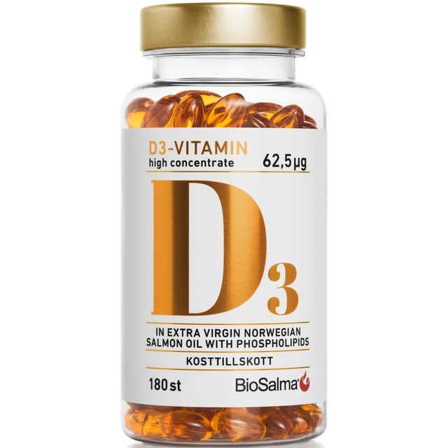 BioSalma D3-vitamin 62,5µg high concentrate 180 kapslar