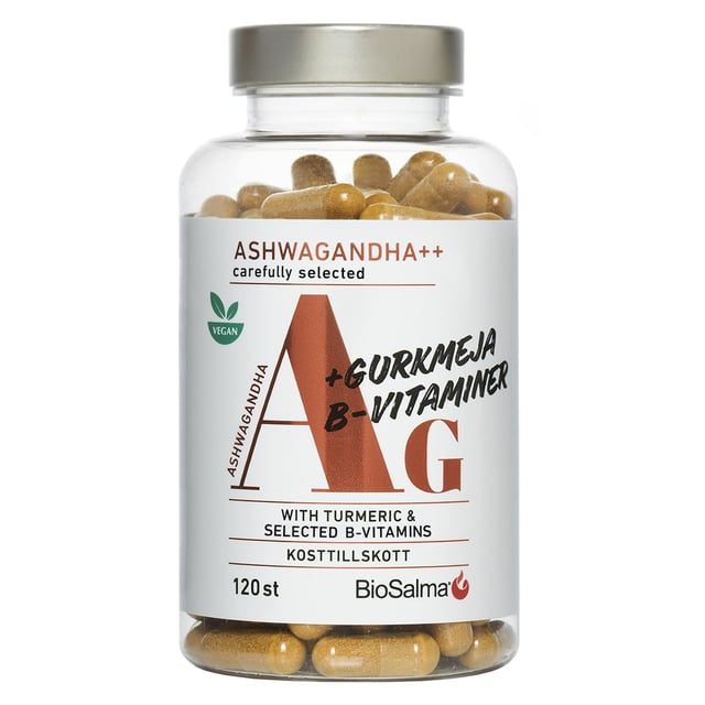 BioSalma AG Ashwagandha + Gurkmeja & B-vitaminer 120 kapslar