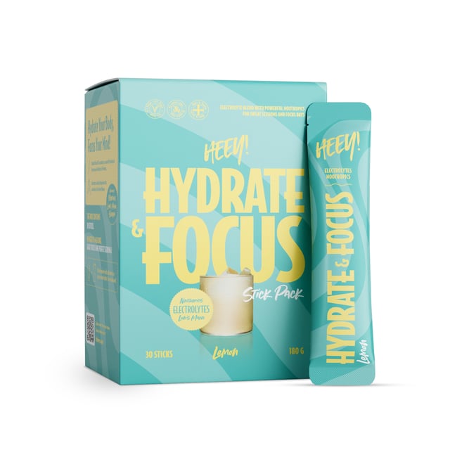 Heey! Hydrate & Focus Elektrolyter + Lions Mane Lemon 30 st