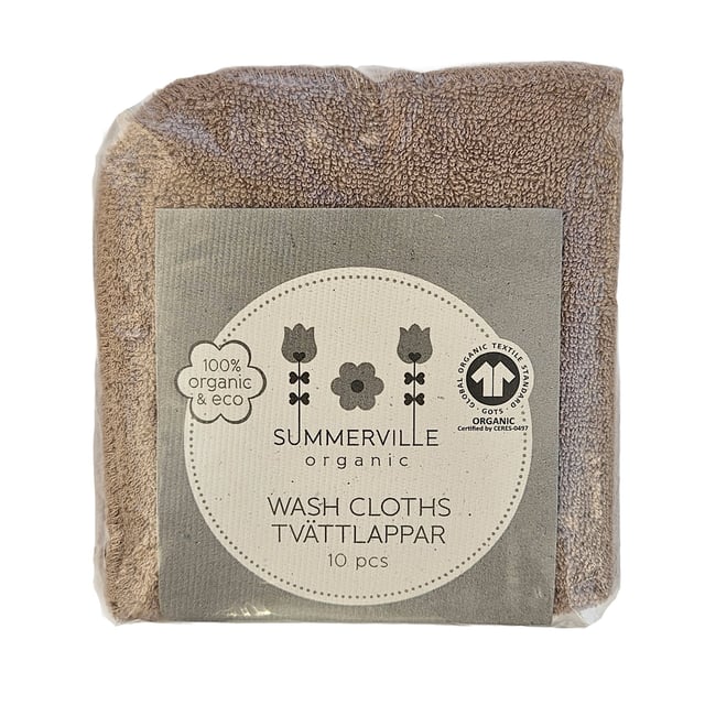 Summerville Tvättlappar Warm taupe GOTS 10-pack