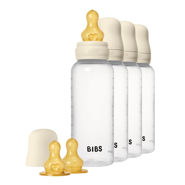 BIBS Baby Bottle Round Latex Ivory 270 ml 4 st