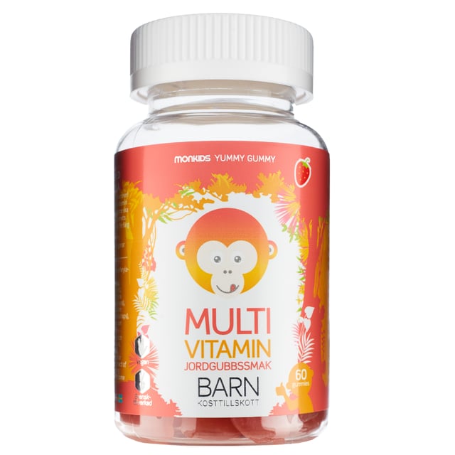 Monkids Multivitamin Jordgubb Barn 60 tuggtabletter