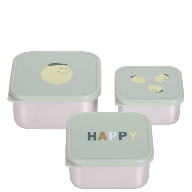 Lässig Snacklådor Rostfritt stål 3 delar Happy Fruits Lemon