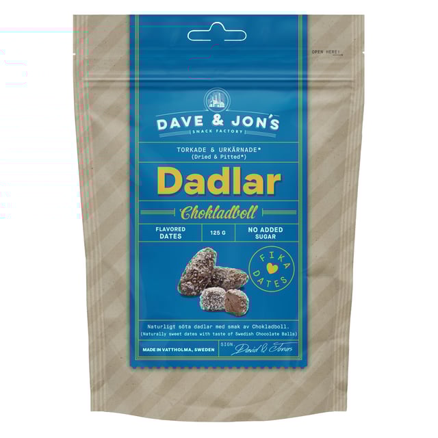 Dave & Jon´s Dadlar Chokladboll 125g