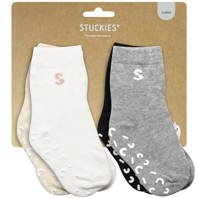 Stuckies Strumpor i bomull Classic 22/24 Anti-Slip 4-pack