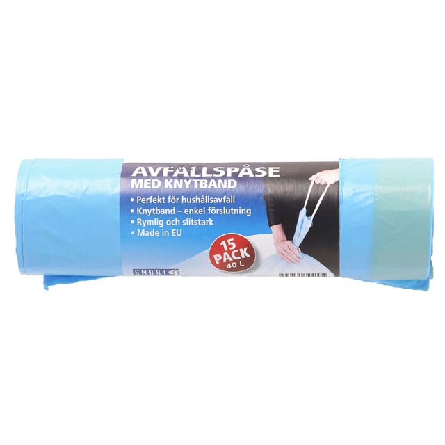 Smart Microfiber Avfallspåse med Knytband 15-pack 40L