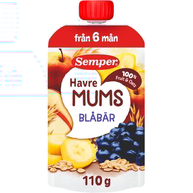 Semper Havremums Klämmis Blåbär från 6 månader 110 g
