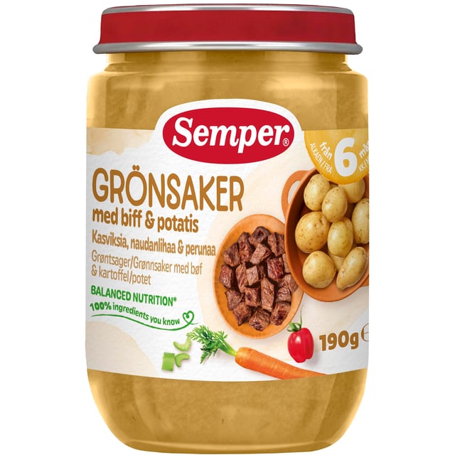 Semper Grönsaker Med Biff Från 6 månader