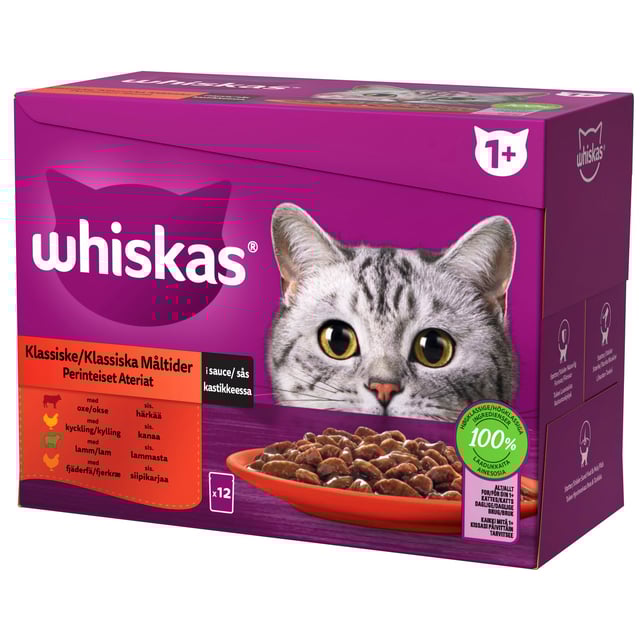 Whiskas Kattmat 1+ Klassisk i sås 12 st