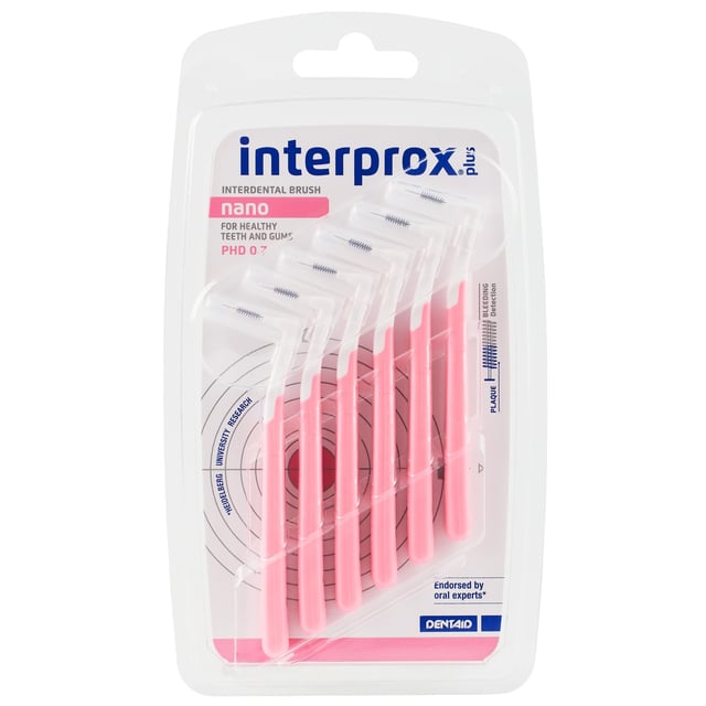 Interprox Vinkel Plus Nano Mellanrumsborste Rosa 0,38 mm 6 st