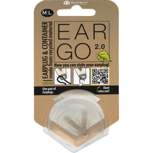 SwedSafe Eargo 2.0 Ear Plugs & Container Medium/Large 1 par