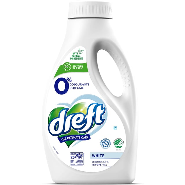 Dreft Sensitive White Flytande Tvättmedel 1000 ml 25 tvättar