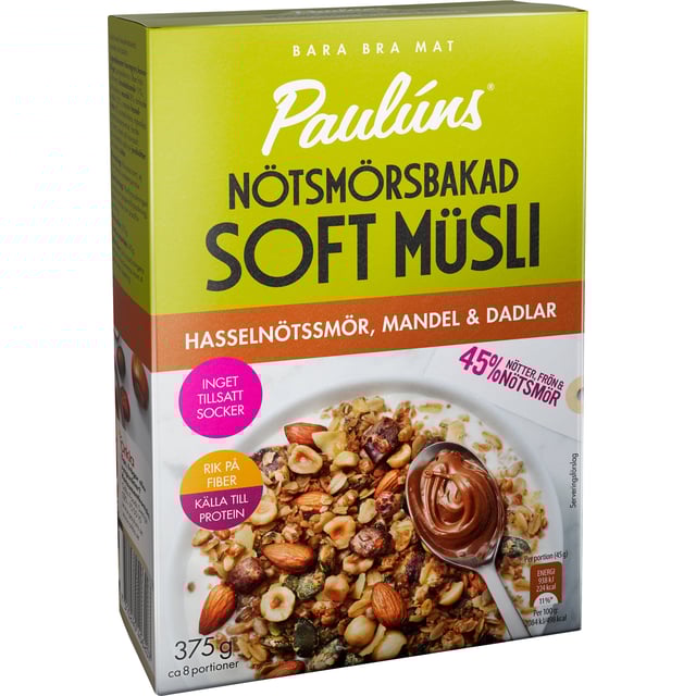 Paulúns Soft Müsli Hasselnöt, Mandel 375 g