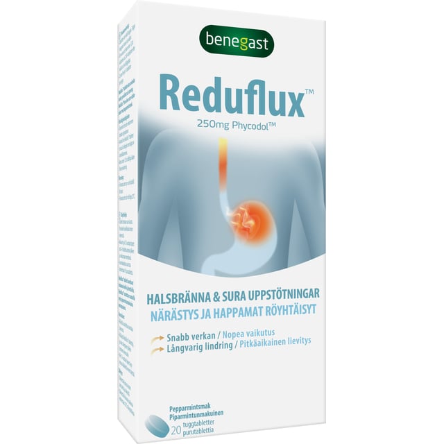 Benegast Reduflux Peppermint Mot Sura Uppstötningar 20 tuggtabletter