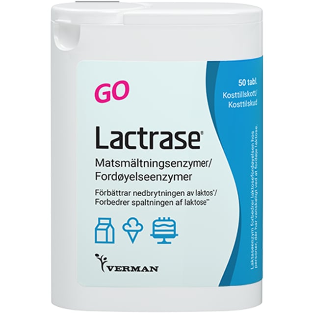 Verman Lactrase GO Laktasenzym 50 tabletter