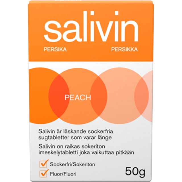 Salivin Sugtabletter Vid Muntorrhet Persika 50 g