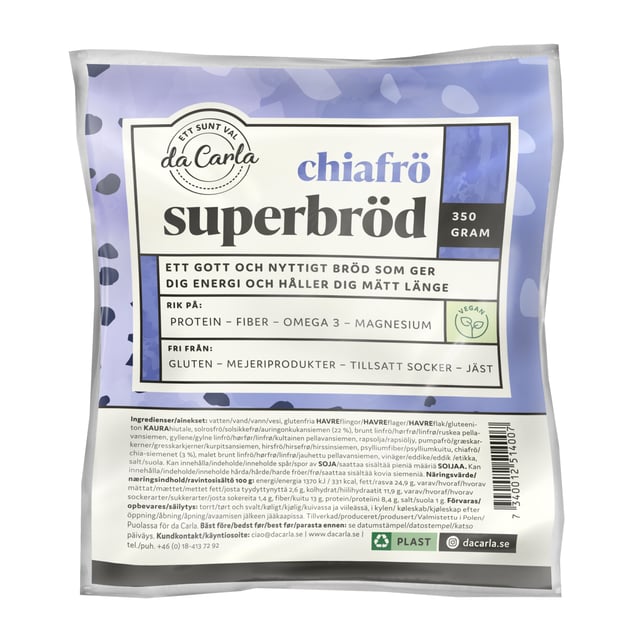 Da Carla Superbröd Chiafrön 350g