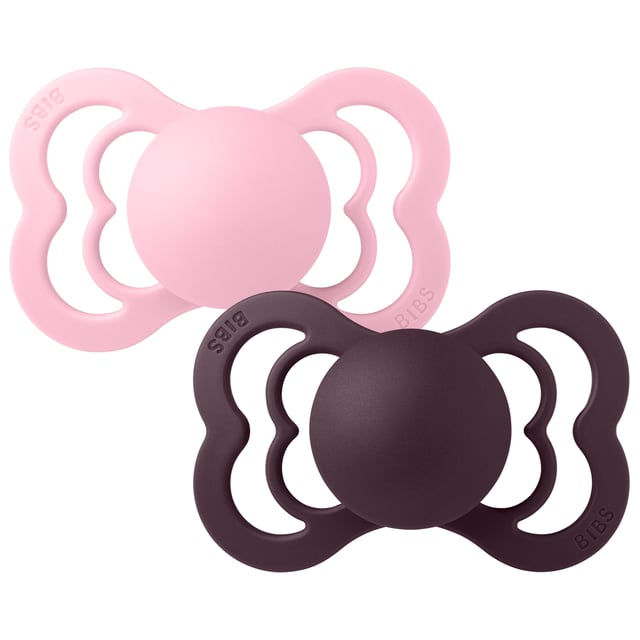 BIBS Pacifier Supreme Silicone Size 2 Baby Pink/Plum 2 st