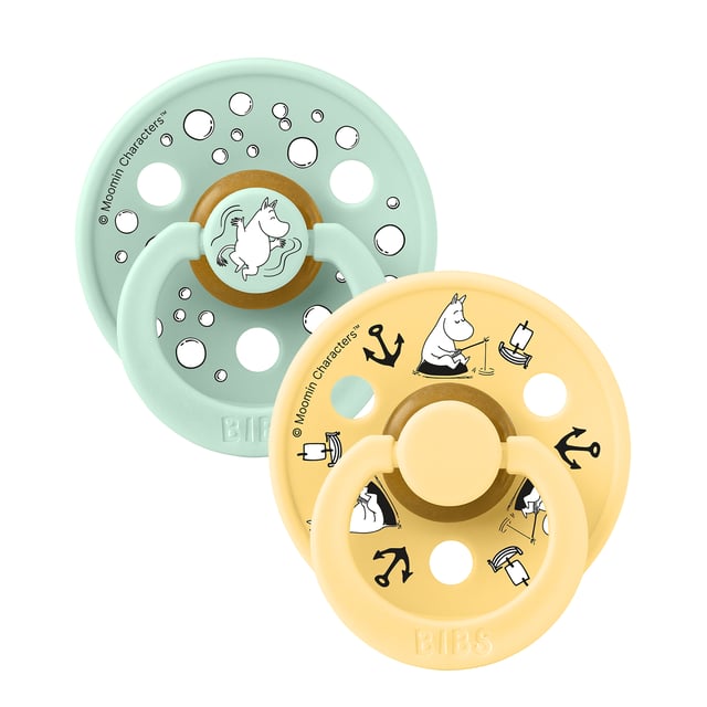 BIBS x Moomin Pacifier Colour Sailing Latex Size 2 Nordic Mint mix 2-pack