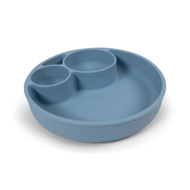 Filibabba Silikontallrik Med Fack Puderblå