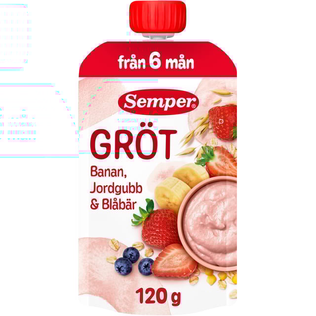 Semper Grötklämmis Jordgubb, Banan & Blåbär 120 g