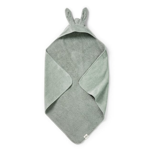 Elodie Hooded Towel Mineral Green Bunny