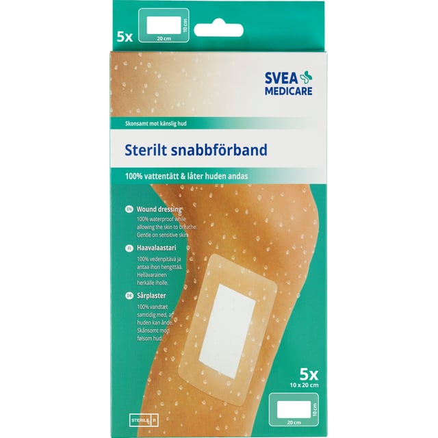 Svea Medicare 100% Vattentätt Sterilt Snabbförband 10 x 20 cm 5 st