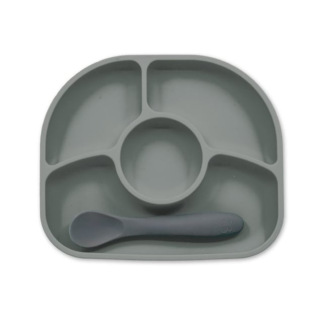 bblüv Tallrik Antispill + Sked Grå 1 set