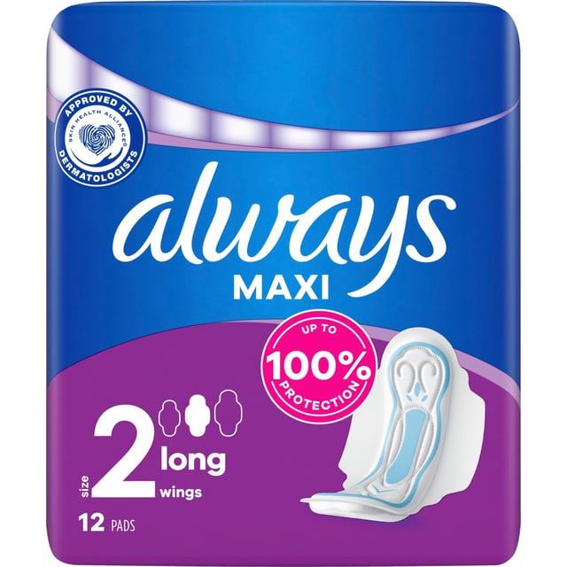 Always Maxi Long Pads Wings 12 st