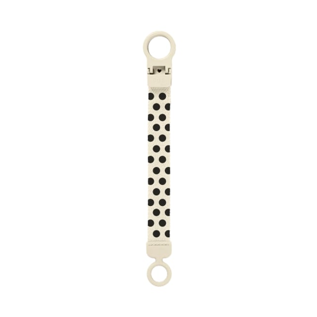 BIBS Studio Pacifier Clip Loop Polka Ivory Black 1 st