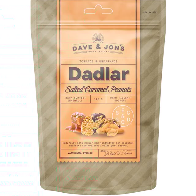 Dave & Jon´s Dadlar Salted Caramel Peanuts 125 g