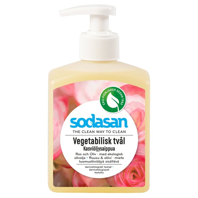 Sodasan Vegetabilisk Tvål Ros & Oliv 300 ml