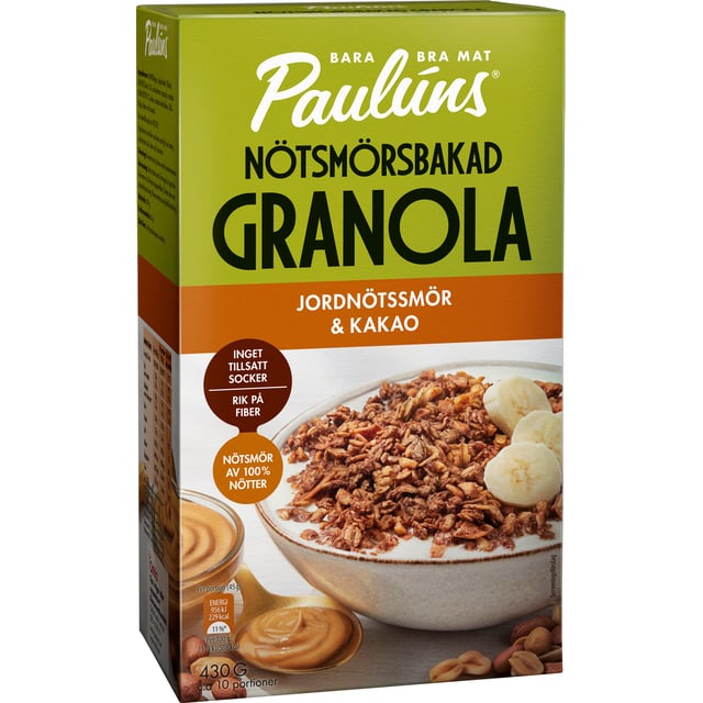 Paulúns Nötsmörsbakad Granola Jordnötssmör & Kakao 430 g