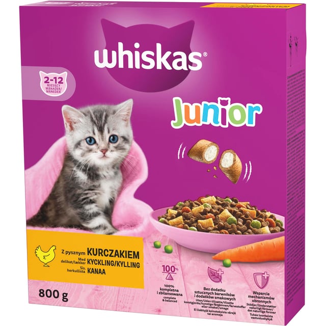 Whiskas Torrfoder Junior 2-12 mån Kyckling 800g