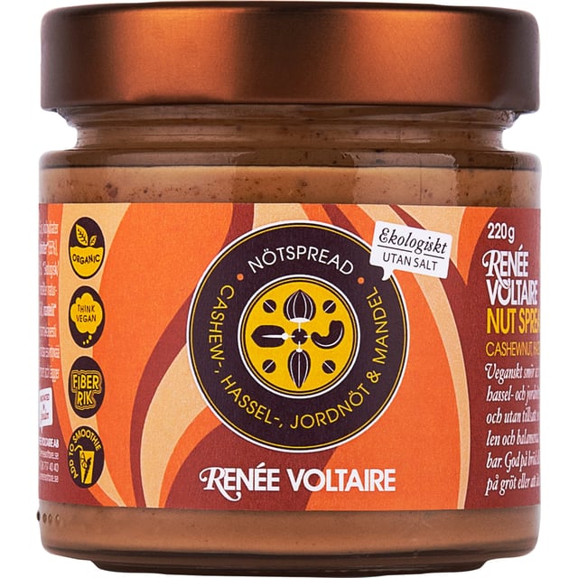 Renée Voltaire Nötspread - Cashew-, Hassel-, Jordnöt & Mandel 220 g EKO