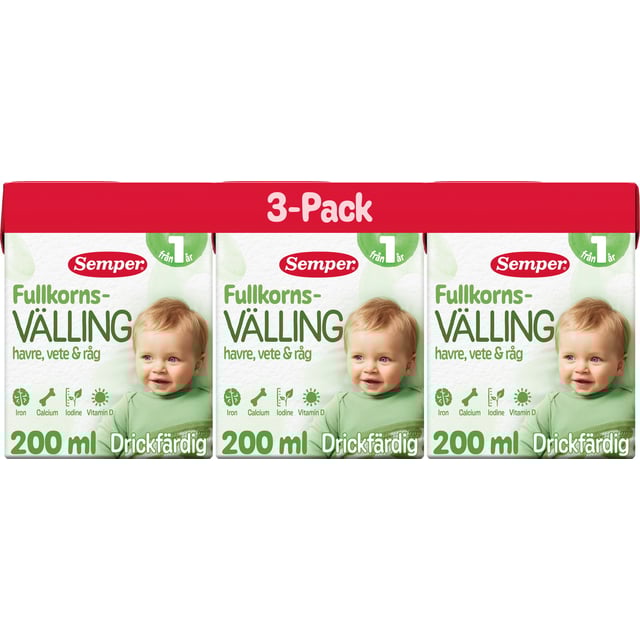 Semper Fullkornsvälling 1 år Drickfärdig 3 x 200 ml