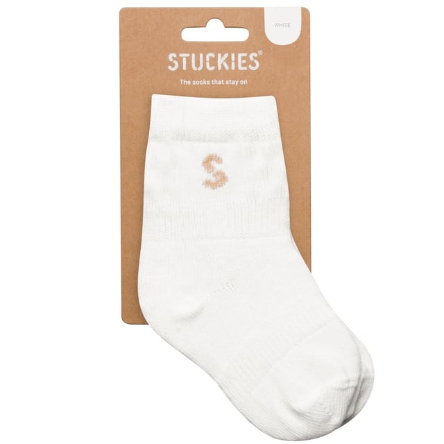 Stuckies Strumpor i bomull White 10/15 Utan Anti-Slip 1-pack
