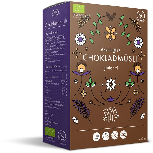 Ewalie Ekologisk och Glutenfri Chokladmüsli 445 g