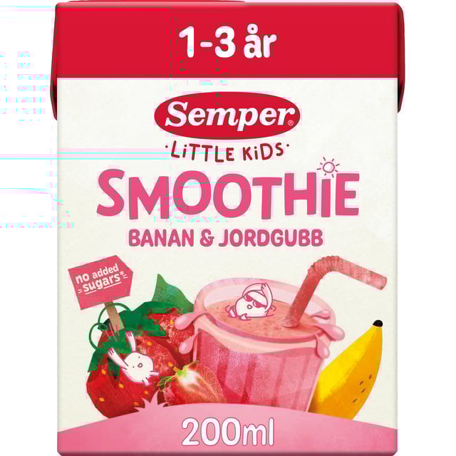 Semper Little kids Smoothie Banan & Jordgubb 200 ml