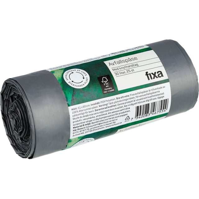 Fixa Avfallspåsar Knythandtag 30 Liter 25 st