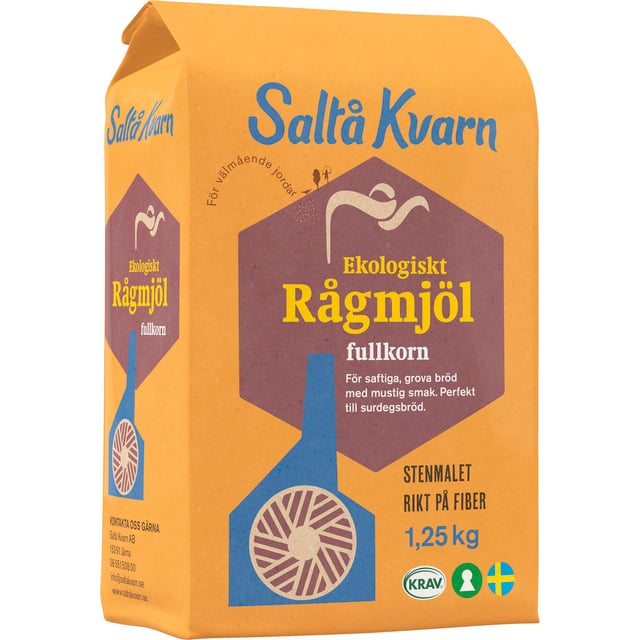 Saltå Kvarn Ekologiskt fullkornsmjöl av råg 1,25 kg KRAV
