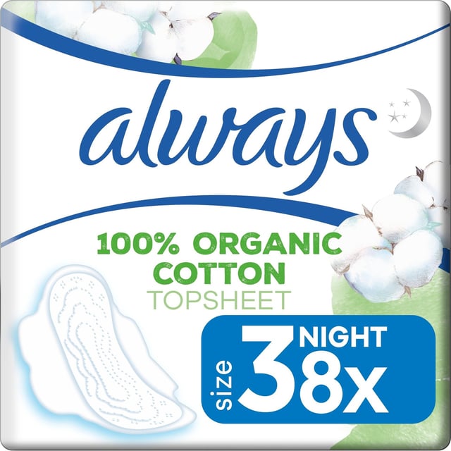 Always Cotton Protection Ultra Natt Bindor Size 3 med vingar 8 st