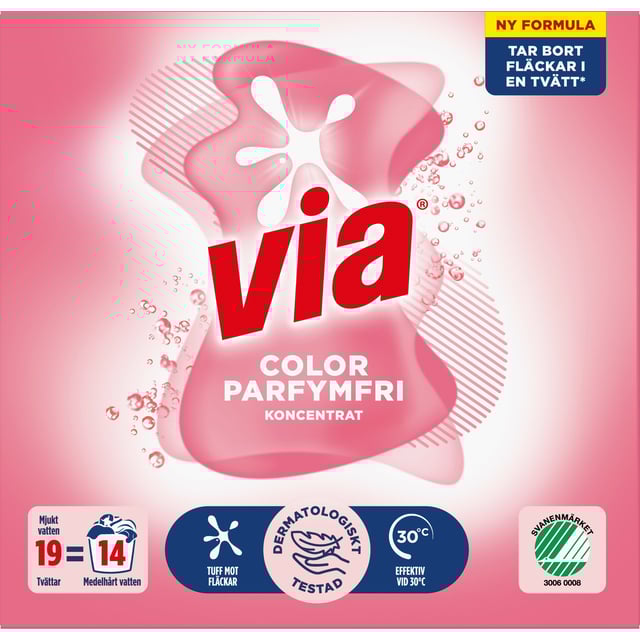 Via Color Sensitive Tvättmedel 760 g 19 tvättar