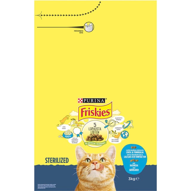 Purina Friskies Torrfoder Kattmat Steriliserad Lax & grönsaker 3 Kg